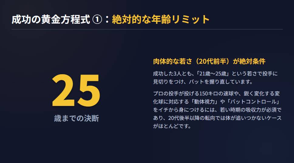 成功の黄金方程式①：絶対的な年齢リミット