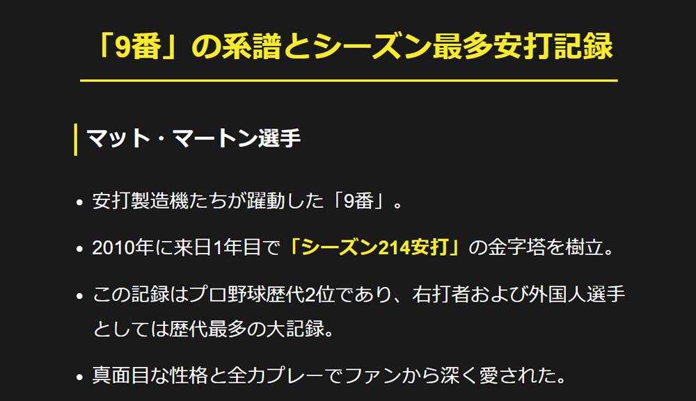 「9番」の系譜とシーズン最多安打記録
